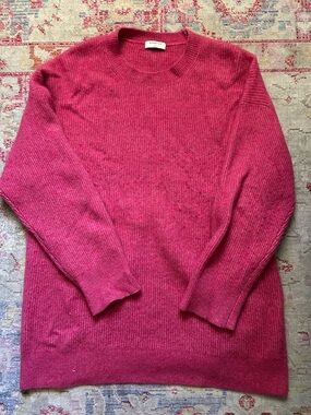 Babaton Hot Pink Oversized Ribbed Crewneck Sweater